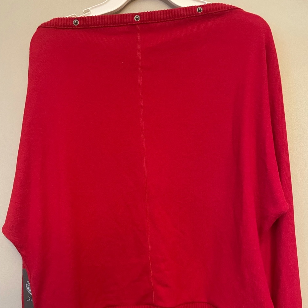 Vince camuto snap sleeve red tulip sweater - Picture 3 of 5